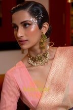 Pinky Beige Pure Linen Weaving With Contrast Pallu & Blouse