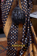 Onyx Black Woven Banarasi Khadi Silk Saree