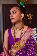 Violet Purple Woven Banarasi Khadi Silk Saree