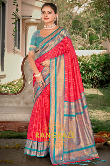 Ethereal Magenta Zari Work Banarasi Silk Saree