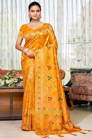 Yellow Heavy Zari Work Banarasi Silk Saree