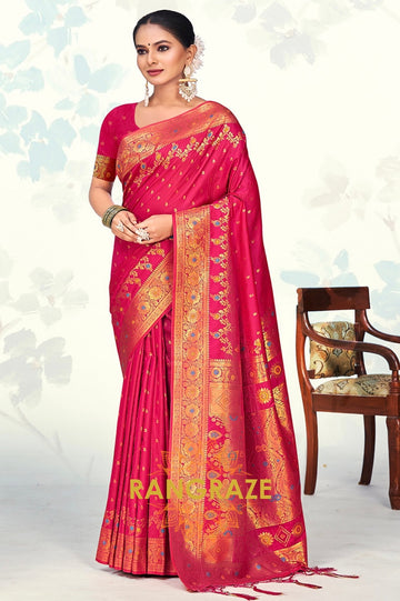 Regal Red Banarasi Silk Saree With Matching Blouse