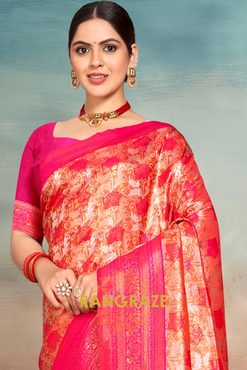 Elegant Royal Magenta Banarasi Silk Saree With Woven Zari Work