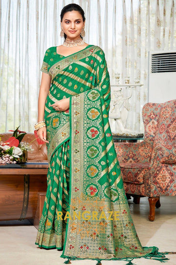 Green Heavy Zari Work Banarasi Silk Saree