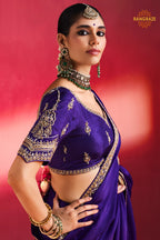 Purple Embroidered Silk Saree With Designer Border