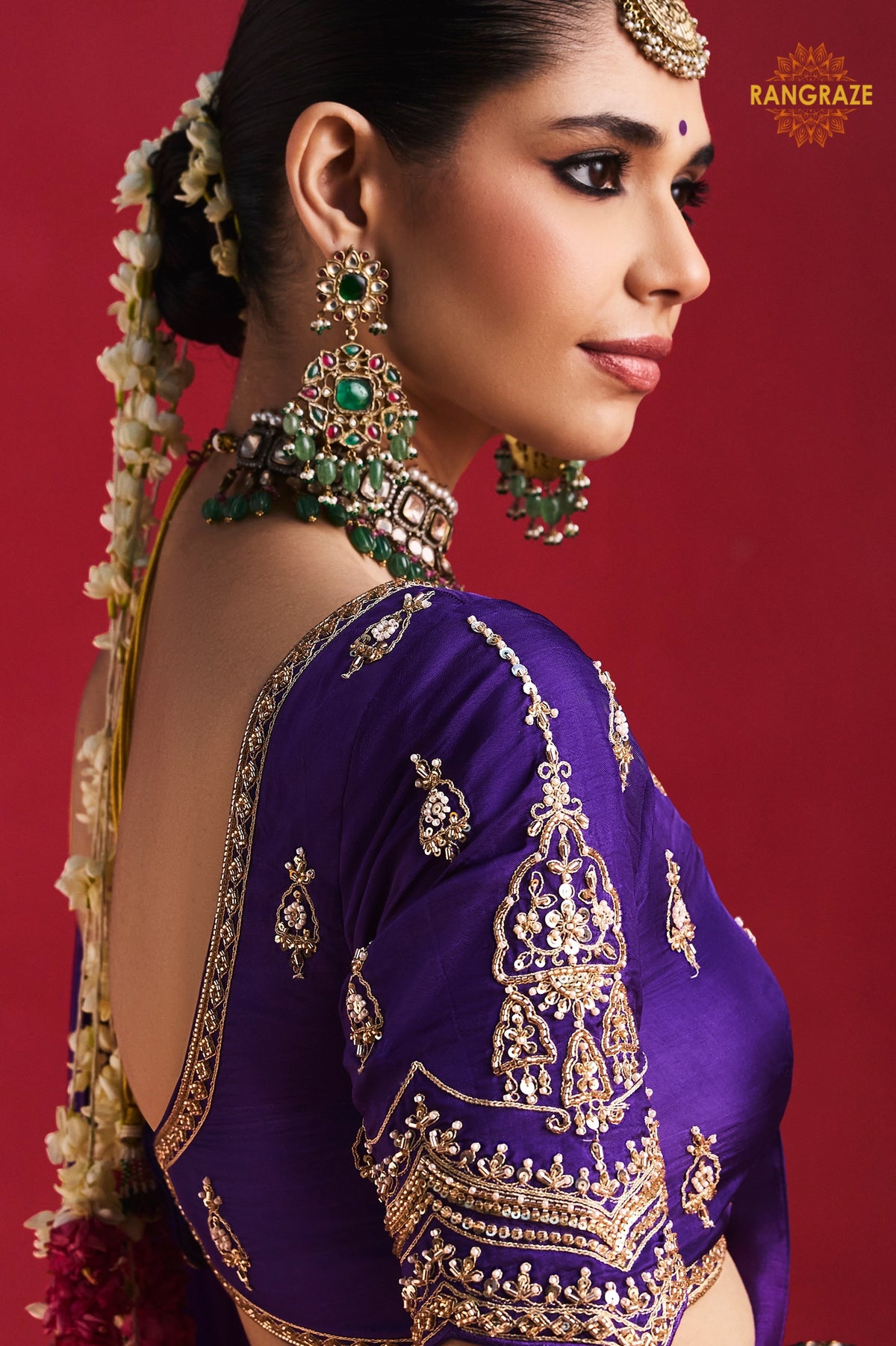 Purple Embroidered Silk Saree With Designer Border