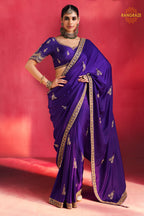 Purple Embroidered Silk Saree With Designer Border