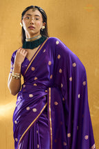 Purple Satin Silk Banarasi Saree with Woven Zari Buttas