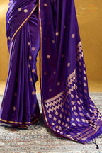 Purple Satin Silk Banarasi Saree with Woven Zari Buttas