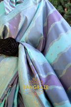 Teal Turquoise Rangkaat Woven Soft Silk Saree