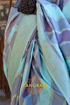 Teal Turquoise Rangkaat Woven Soft Silk Saree