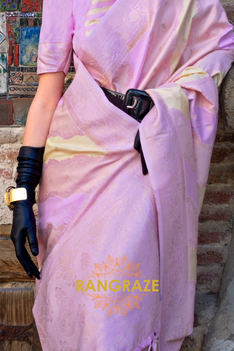 Lavender Bloom Rangkaat Woven Soft Silk Saree