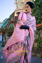 Rose Pink Rangkaat Woven Soft Silk Saree
