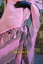Rose Pink Rangkaat Woven Soft Silk Saree