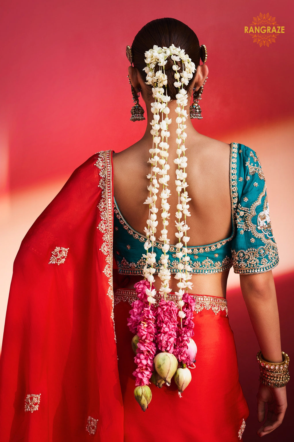 Red Embroidered Silk Saree With Designer Border