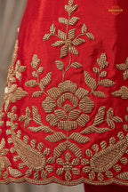 Red Stitched Beads Work Chinnon Palazzo Suit