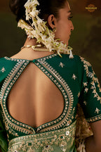 Sage Green Embroidered Viscose Tissue Saree