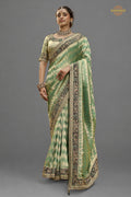 Sage Green Embroidred Fancy Silk Saree