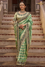 Sage Green Embroidred Fancy Silk Saree