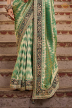 Sage Green Embroidred Fancy Silk Saree