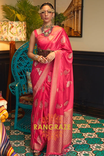 Royal Red Woven Banarasi Satin Silk Saree