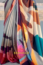 Vibrant Multi Color Abstract Print Silk Saree