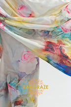 Pearl White Printed Crepe Silk Saree