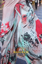 Pinkish Green Apex Pure Satin Silk Digital Print Saree