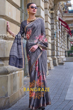 Timeless Black Print Handloom Weaving Viscose Silk Saree