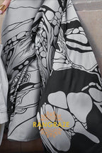 Rajwada White Satin Silk Printed Saree
