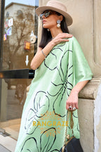 Sparkling Sea Green Soft Satin Silk Print Saree