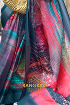 Twilight Black Floral Pure Gajji Silk Print Handloom Weaving