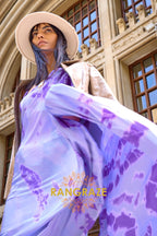 Royal Purple Satin Silk Printed Saree