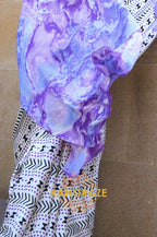 Royal White And Purple Satin Silk Printed Saree