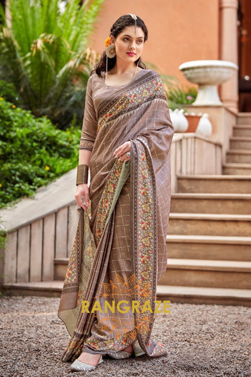 Brown Regal Kia Silk Printed Saree