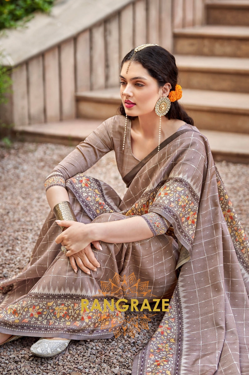 Brown Regal Kia Silk Printed Saree