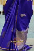 Royal Blue Woven Satin Silk Saree