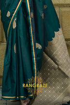 Beautiful Green Woven Satin Silk Saree
