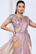 Lavender Gold Shimmer Ready-to-Wear Designer Saree