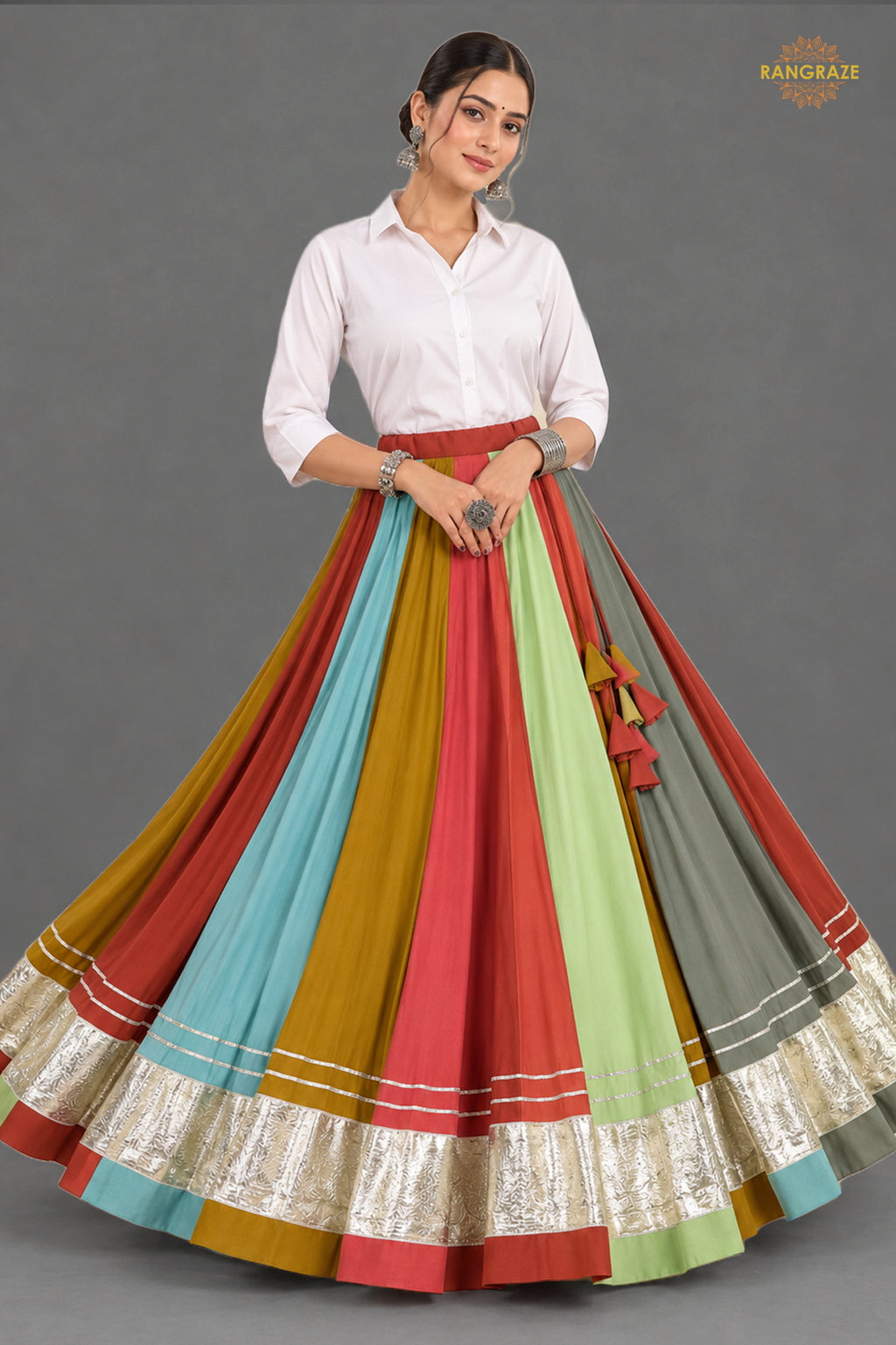 Satrangi Zari Bahaar Flare Skirt