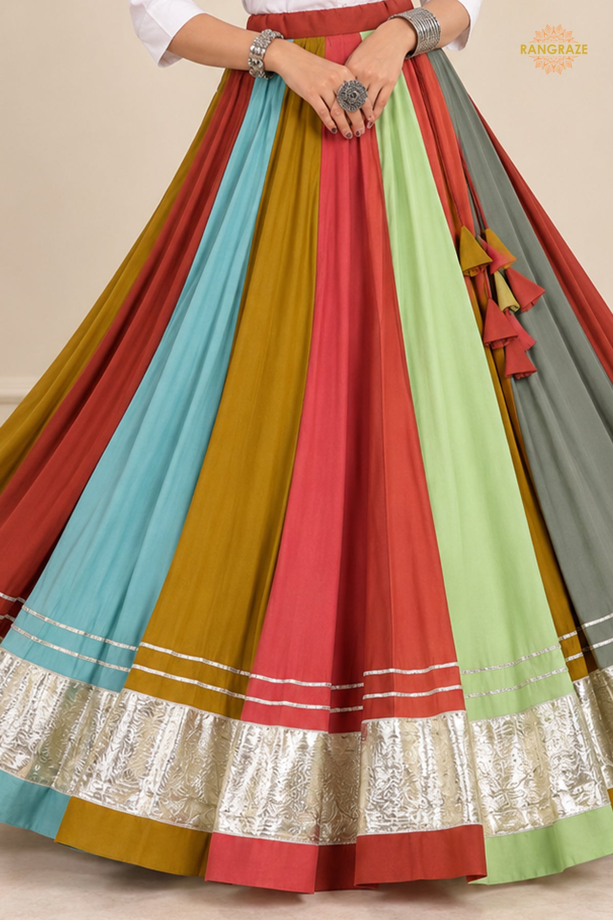 Satrangi Zari Bahaar Flare Skirt