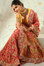 Scarlet Red Embroidered Bandhej Georgette Saree