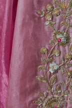 Shades Of Pink Cobalt Blue Embroidered Tissue Organza Saree