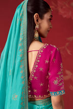 Shades of Blue Ombre Woven Dola Crape Soft Silk