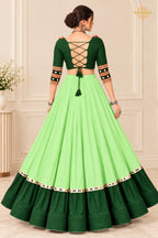 Shades of Green Stitched Embroidered Rayon Cotton Lehenga Choli Set