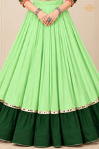Shades of Green Stitched Embroidered Rayon Cotton Lehenga Choli Set