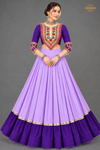 Shades of Purple Stitched Embroidered Rayon Cotton Lehenga Choli Set
