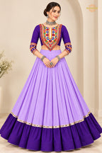Shades of Purple Stitched Embroidered Rayon Cotton Lehenga Choli Set
