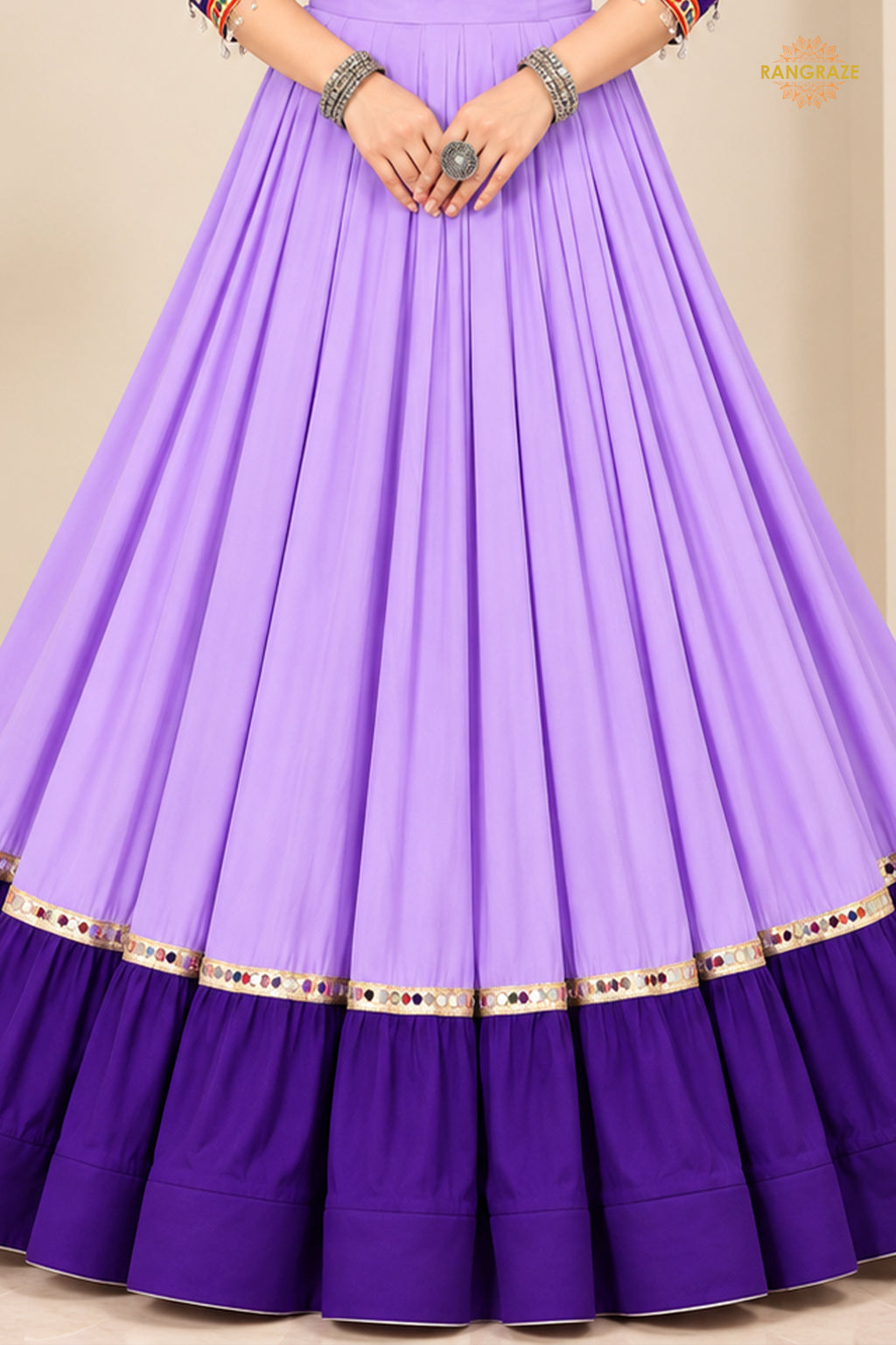 Shades of Purple Stitched Embroidered Rayon Cotton Lehenga Choli Set