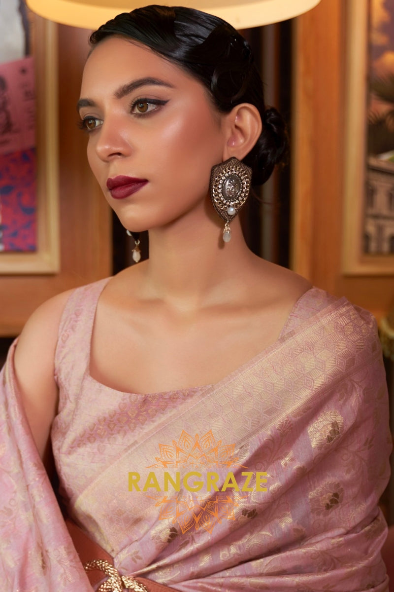Heritage Lavender Handloom Woven Banarasi Silk Saree